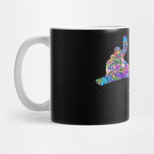 Ski and snowboard watercolor art Mug